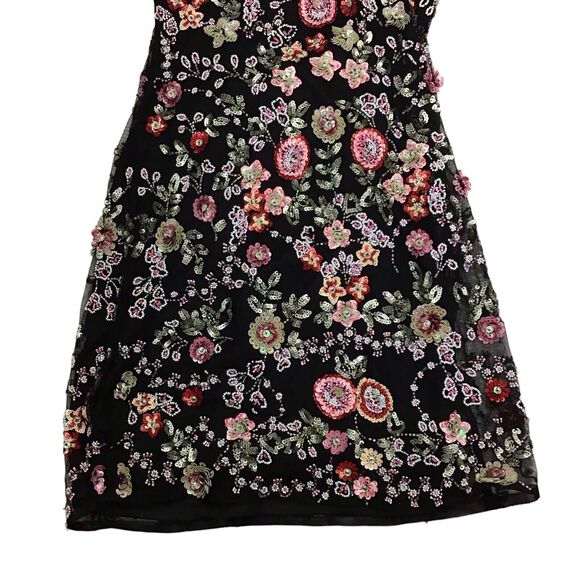 Primavera Beaded Couture Short Black Floral Dress Homecoming Mini Fits Like XS - Picture 10 of 10